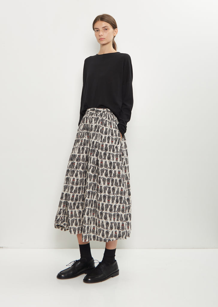 Cat Patrol Print Cotton Skirt