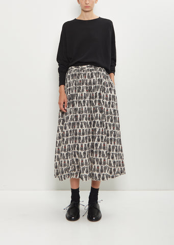 Cat Patrol Print Cotton Skirt