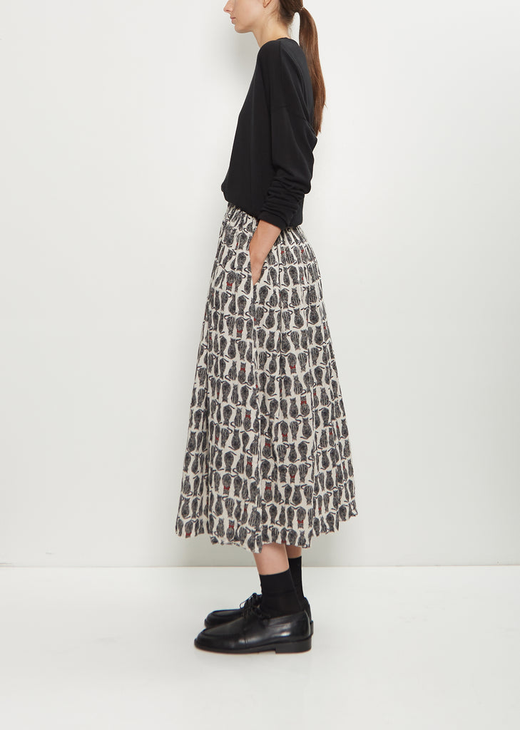 Cat Patrol Print Cotton Skirt