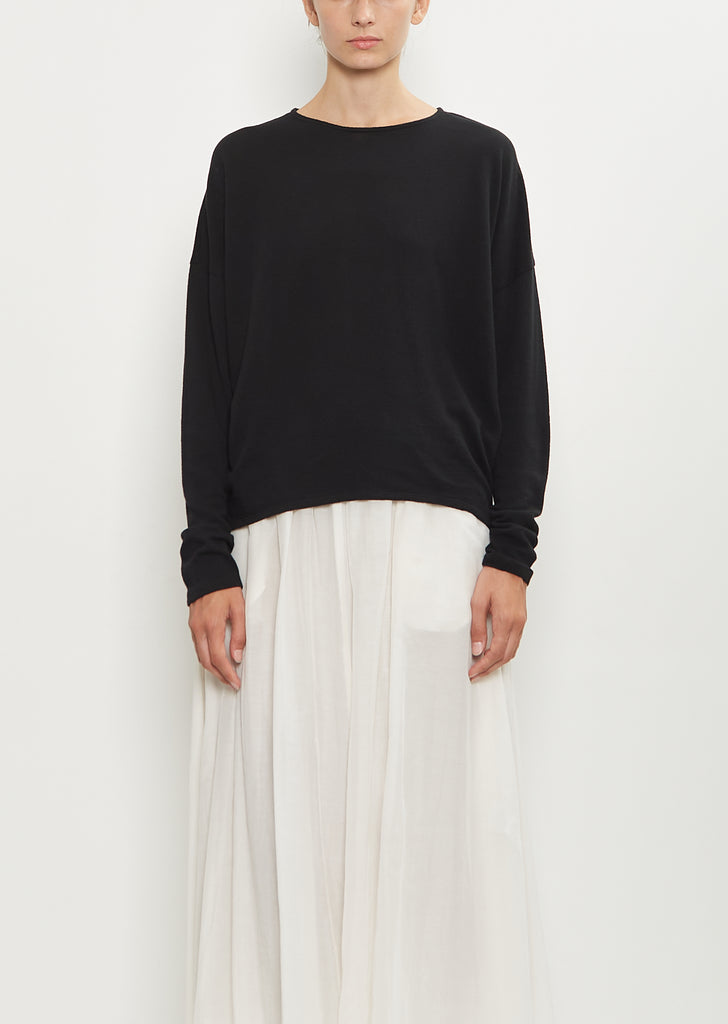 Matte Finish Cotton Wool Pullover — Black