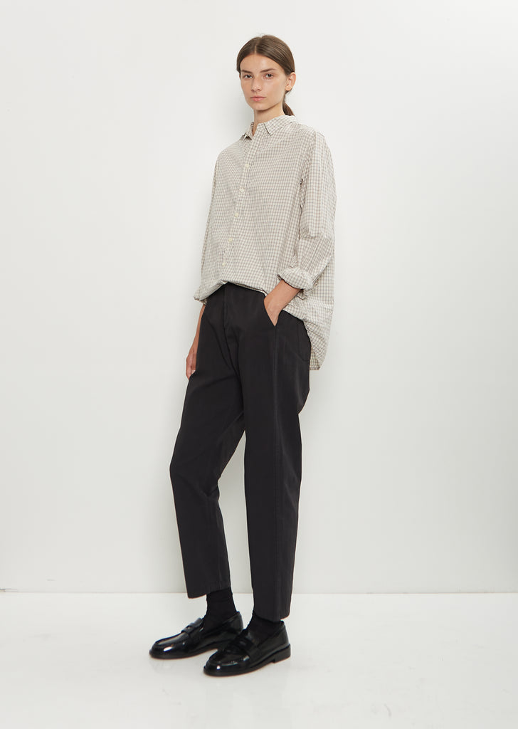 Cotton Grosgrain Tapered Pants — Dark Brown