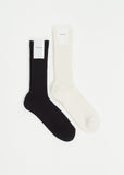 Cotton Cashmere Low Gauge Socks — Black