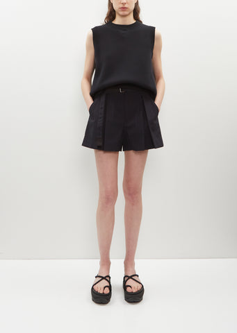 Pinstripe Suiting Shorts — Navy