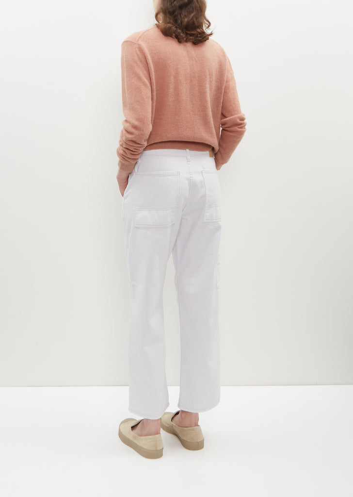 Cotton Denim Painter Jean — Chalk White