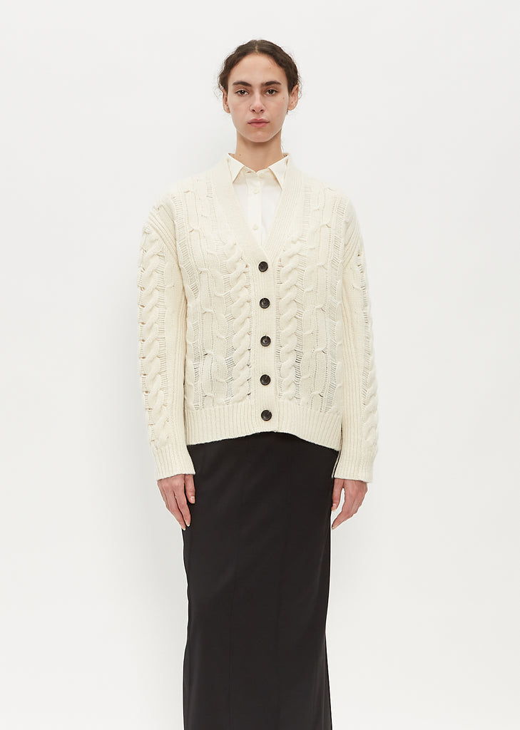 Oversized Aran Recycled Merino Wool Cardigan