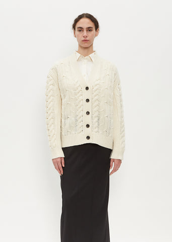 Oversized Aran Recycled Merino Wool Cardigan