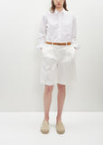 Signature Cotton Shirt — White / Ochre Pinstripe
