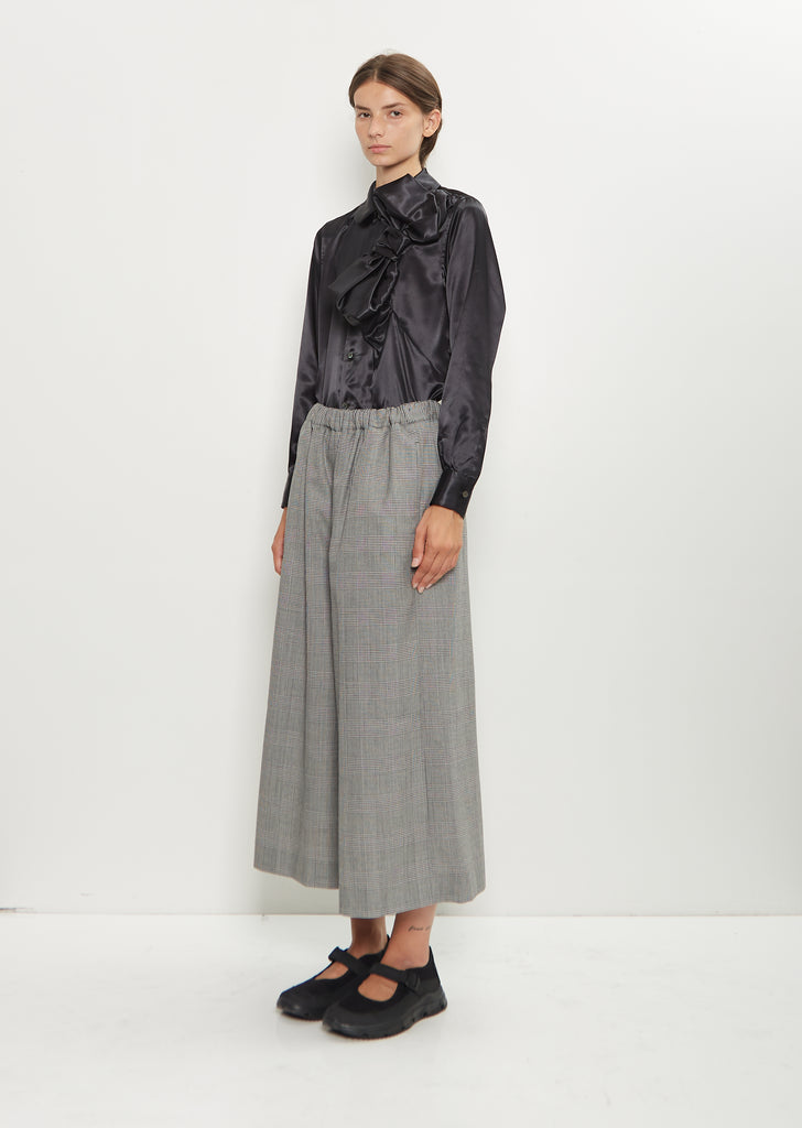 Wide Pull-On Houndstooth Wool Pants