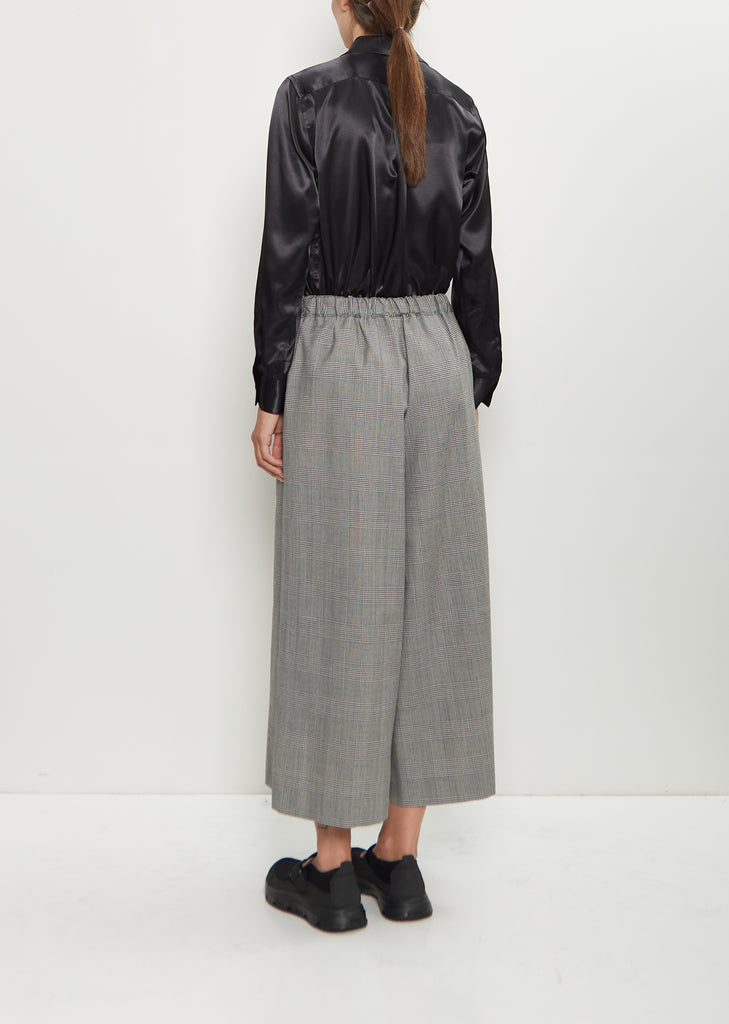 Wide Pull-On Houndstooth Wool Pants