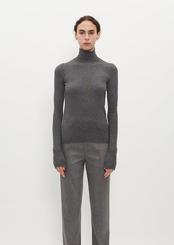 Ribbed Sleeve Recycled Cashmere & Organic Cotton T-Neck