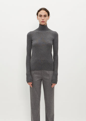 Ribbed Sleeve Recycled Cashmere & Organic Cotton T-Neck