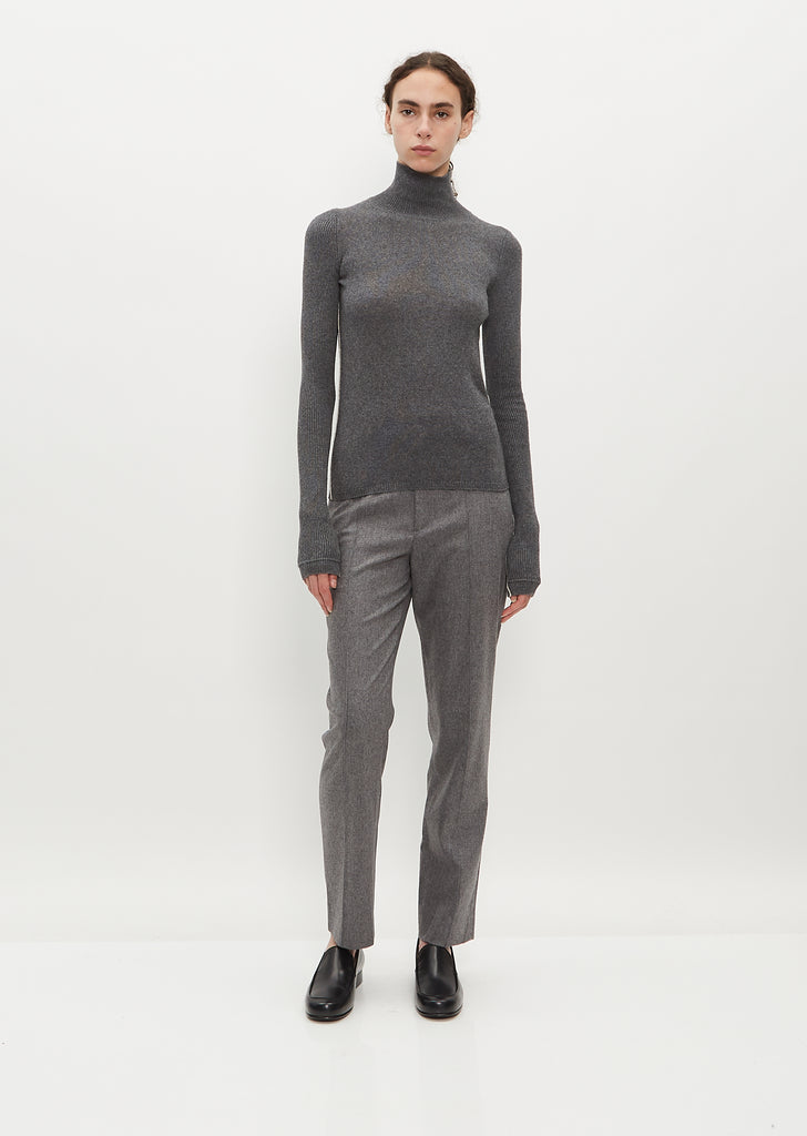 Ribbed Sleeve Recycled Cashmere & Organic Cotton T-Neck