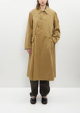 Cotton Blend Asymmetrical Raincoat — Ochre Khaki