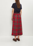 Wide Pull-On Wool Plaid Pants
