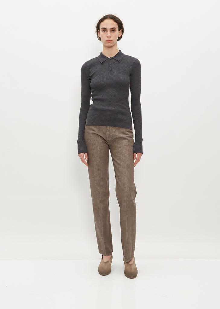 Super Fine Wool High Gauge Rib Knit Polo