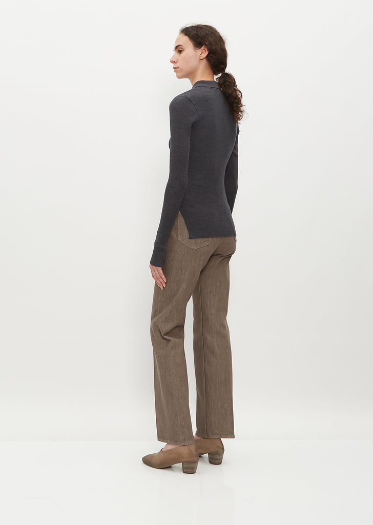 Super Fine Wool High Gauge Rib Knit Polo
