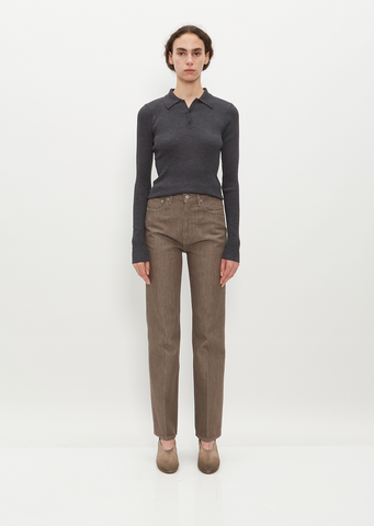 Hard Twist Brown Denim 5-Pocket Pants