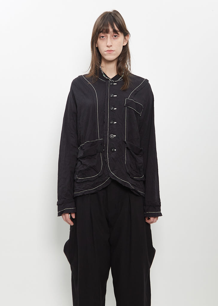 Black Agate Stripe Beaded Necklace 191 40cm