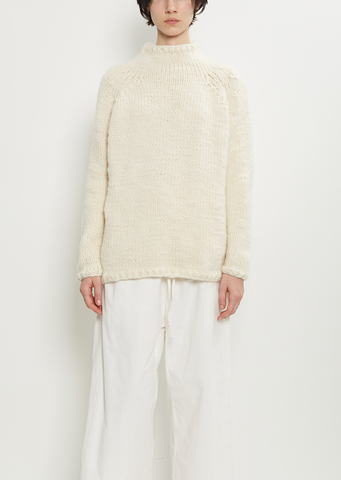 Handknit Wool Dolcevita Sweater — Milk