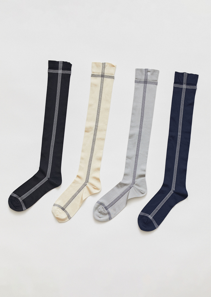 Side Line Silk High Socks — Black