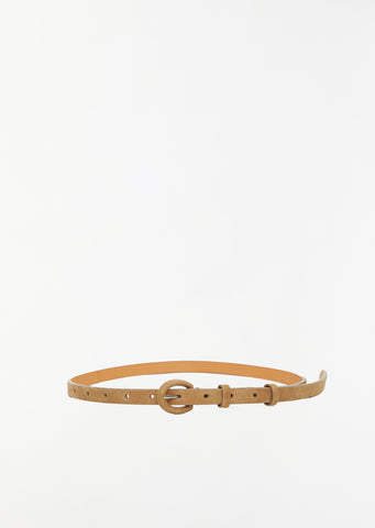 Leather Narrow Belt - W — Kudu Beige