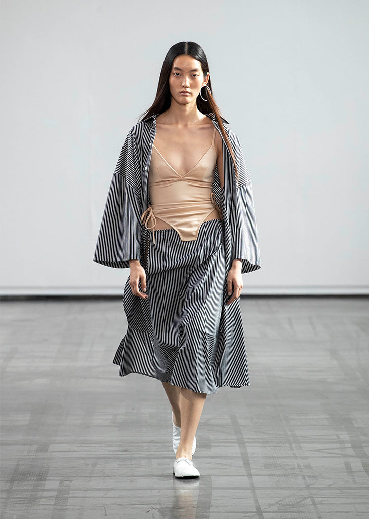 Fitted Back Shirt Dress with Integrated Skirt