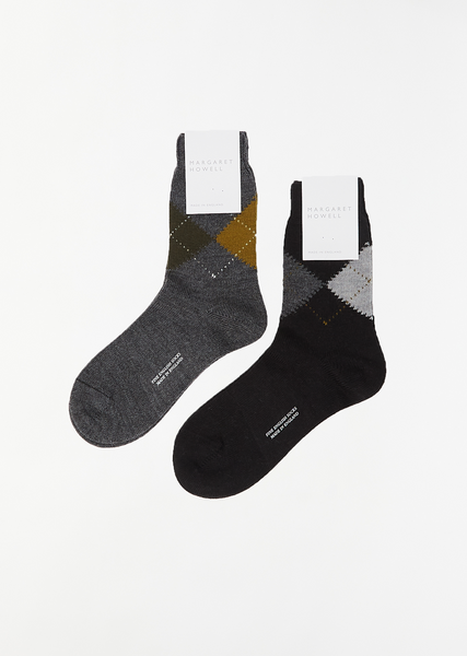 Cashmere Argyle Sock with Oatmeal and Teal main image 1