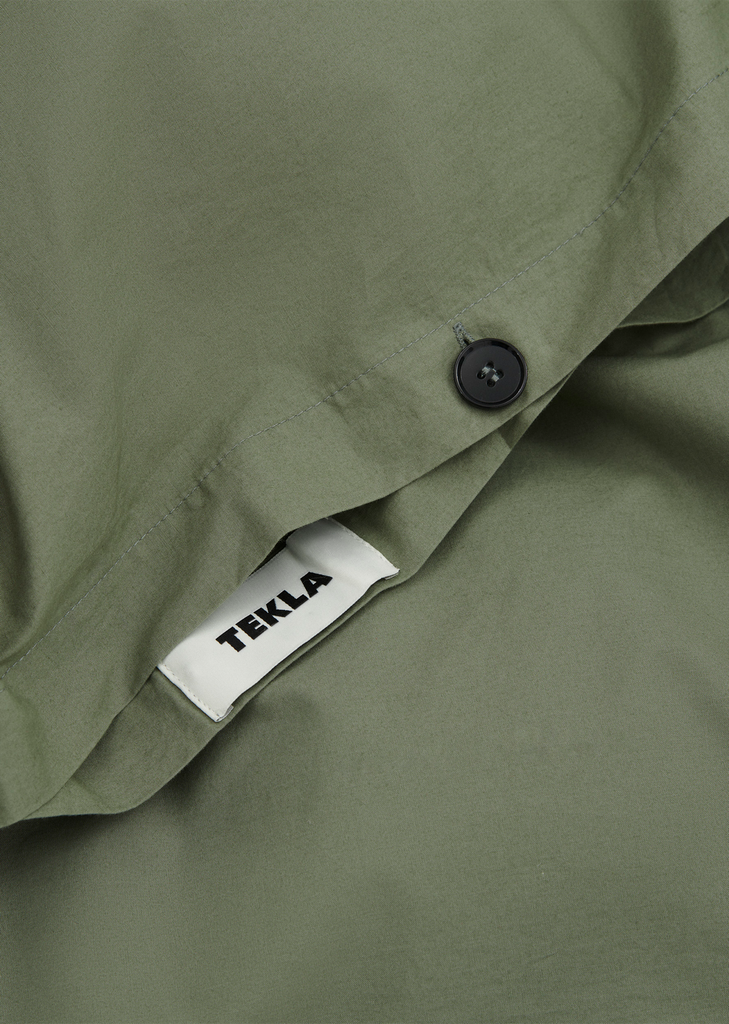 Queen Percale Double Duvet Cover — Olive Green