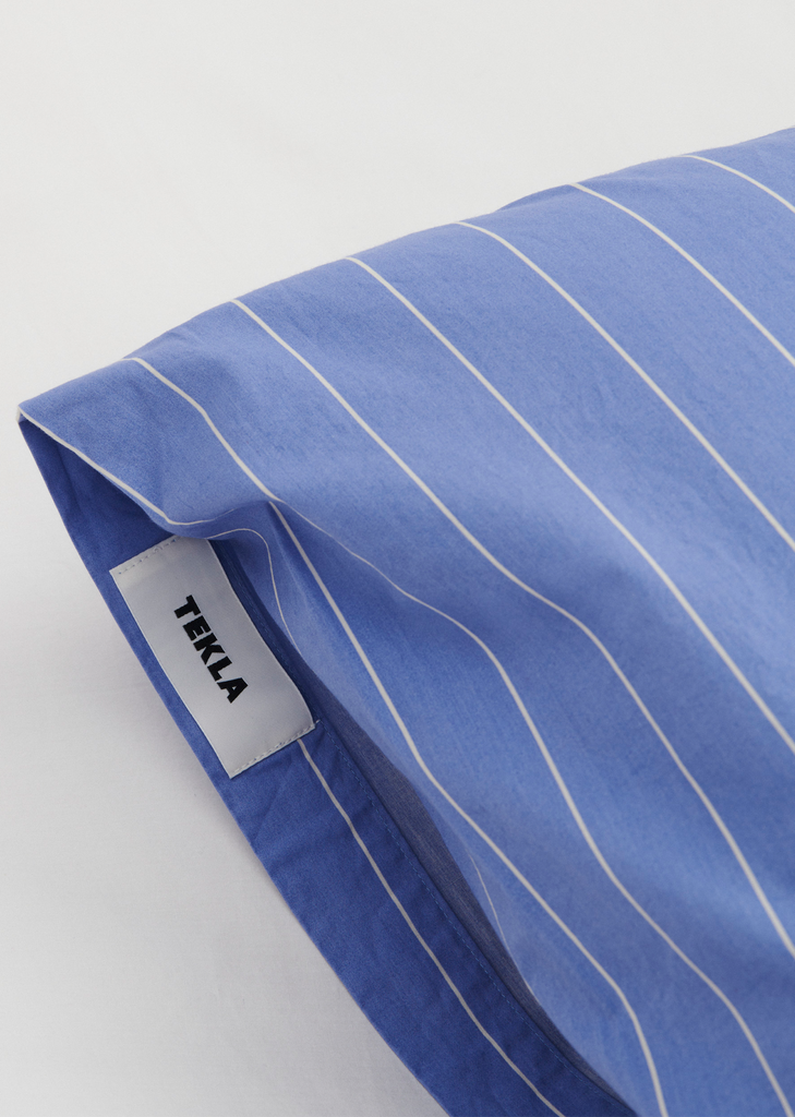 Queen Percale Pillow Sham — Clear Blue Stripes