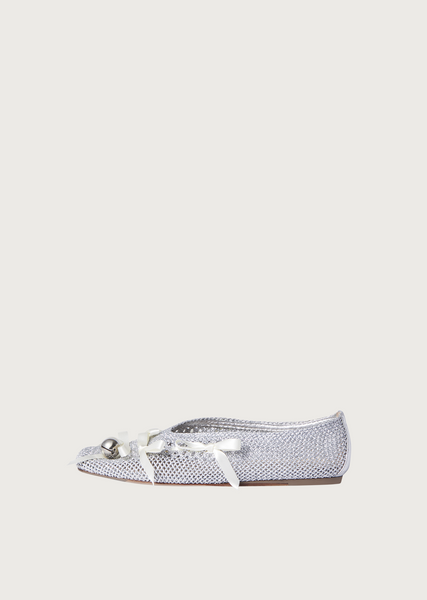 24PF new/Simone Rocha プリーツバレエフラット Flat Silver Simone Rocha Silver Classic Pleated Ballerina Flats IT-41