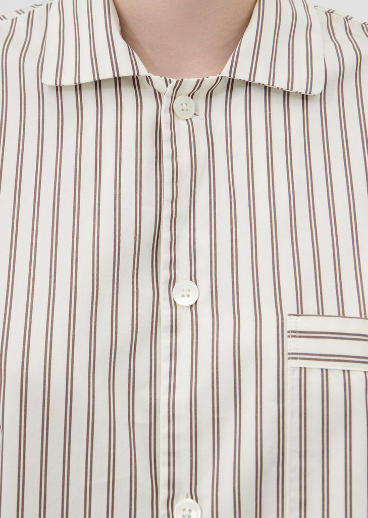 Cotton Poplin Pyjamas Short Sleeve Shirt — Hopper Stripes