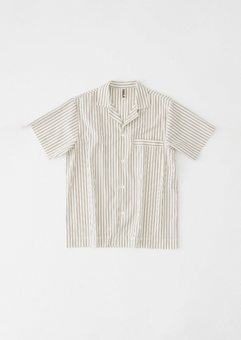 Cotton Poplin Pyjamas Short Sleeve Shirt — Hopper Stripes