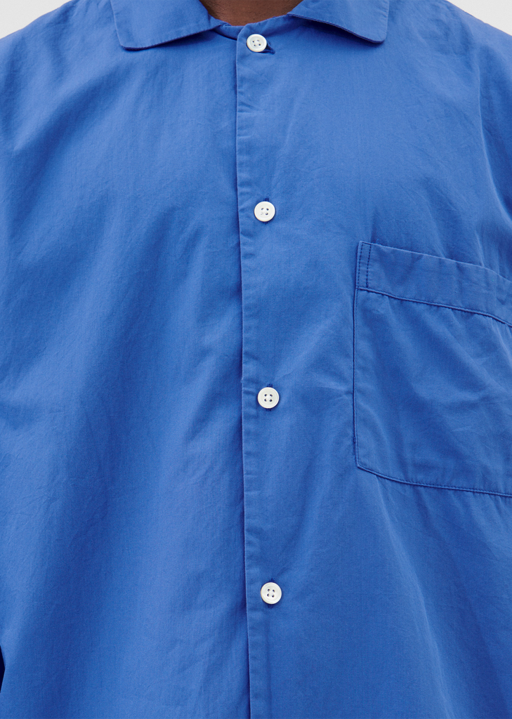 Cotton Poplin Pyjamas Shirt — Royal Blue