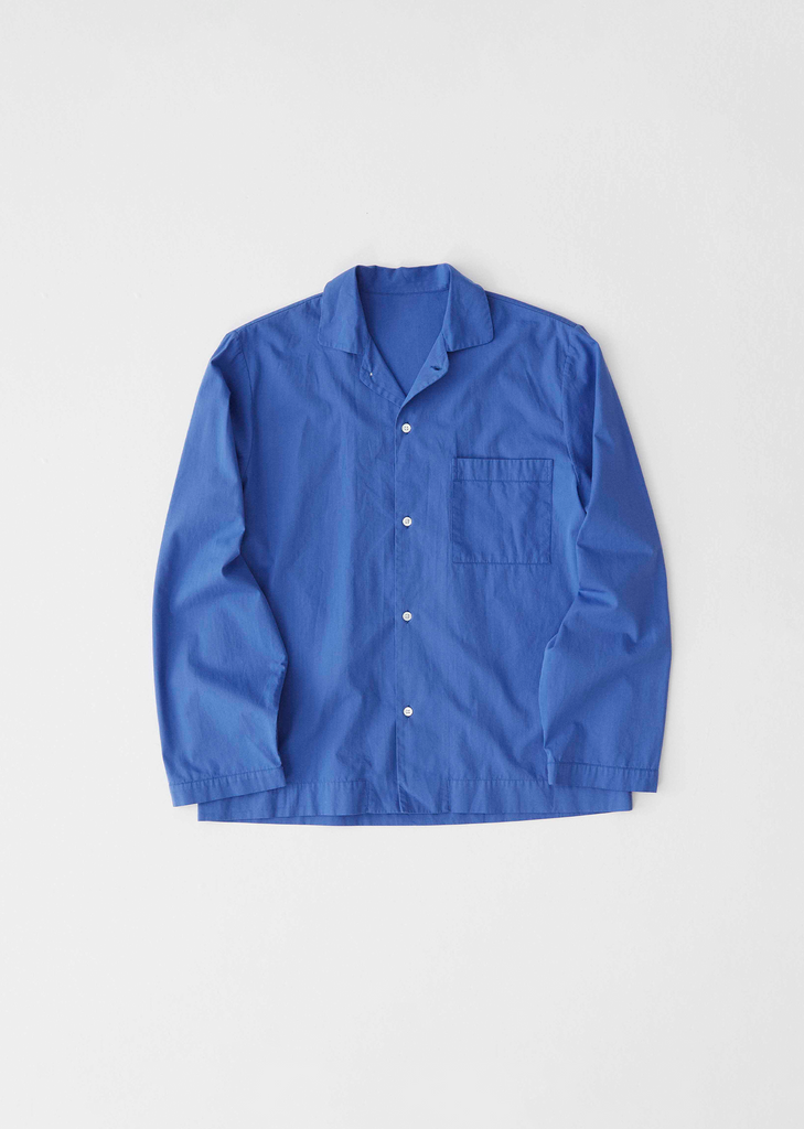 Cotton Poplin Pyjamas Shirt — Royal Blue