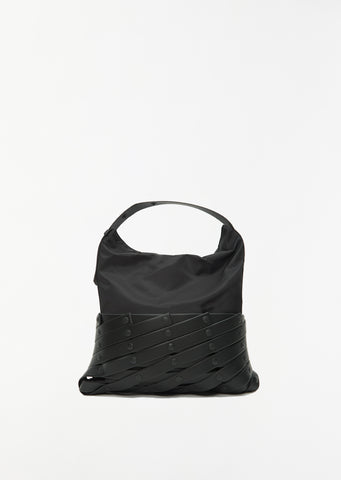 Spiral Grid Hobo Bag — Black