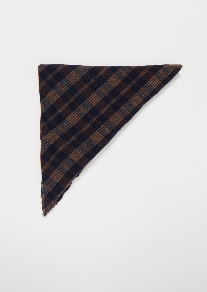 Tartan Wool Triangle Scarf — Ink