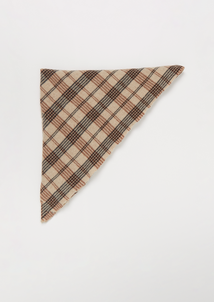 Tartan Wool Triangle Scarf — Natural