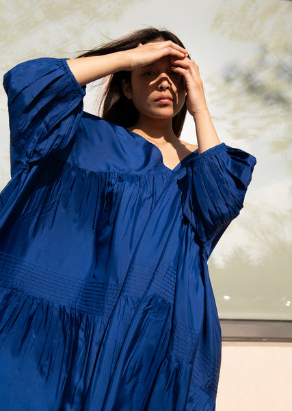 current elliott ana maxi dress Airi Silk Habotai Maxi Dress — Ultramarine – La Garçonne