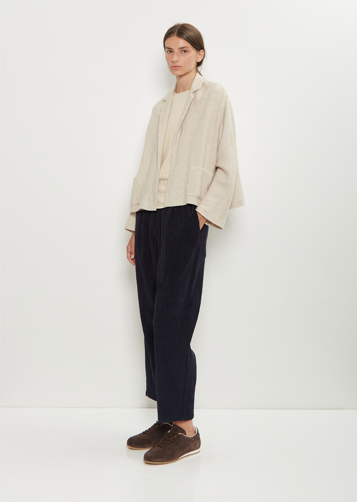Linen Cashmere Short Open Jacket — Natural
