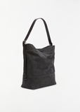 Belted Cotton Tote Bag — Ash Black