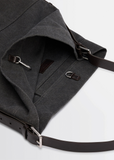 Belted Cotton Tote Bag — Ash Black