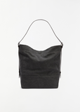 Belted Cotton Tote Bag — Ash Black