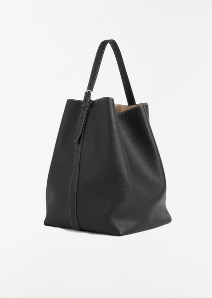 Belted Leather Tote — Black – La Garçonne