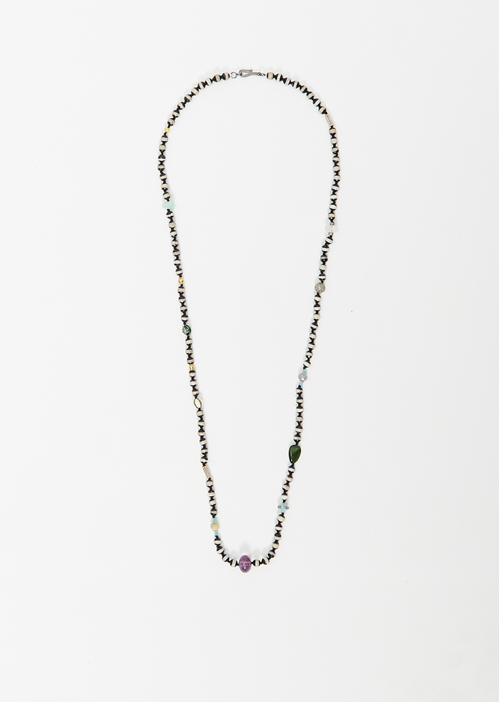 Black Agate Stripe Beaded Necklace 30 80cm