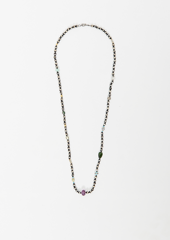 Black Agate Stripe Beaded Necklace 30 80cm