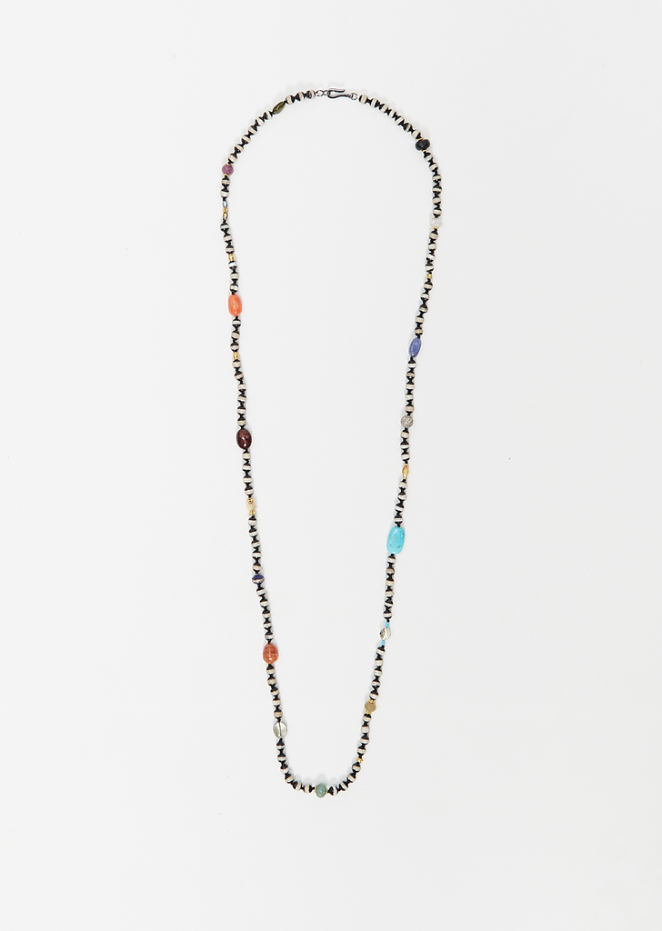 Black Agate Stripe Beaded Necklace 28 100cm