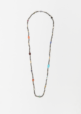 Black Agate Stripe Beaded Necklace 28 100cm