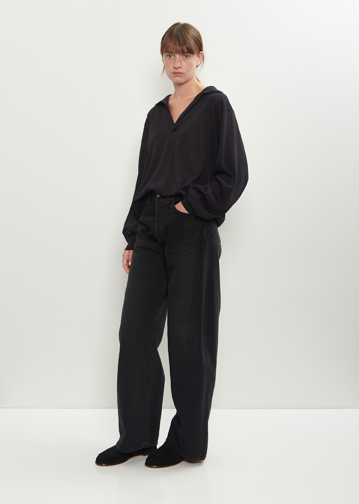 Deformation Wide Denim Jeans — Black