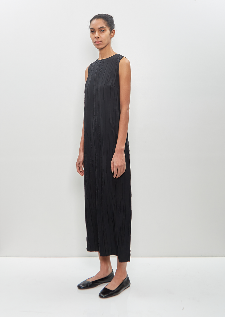 Silk Cotton Minga Fitted Midi Dress — Black