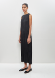 Silk Cotton Minga Fitted Midi Dress — Black